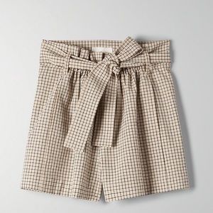 Artizia Wilfred plaid paperbag shorts. Size 8